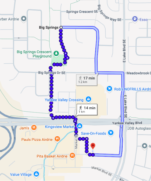 Directions from Big Springs to Kingsview Dental