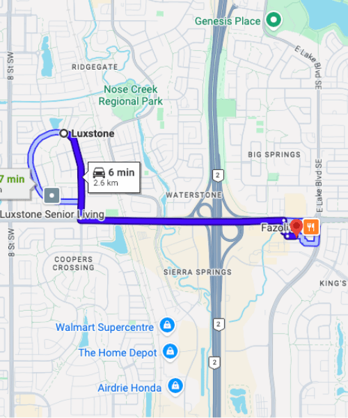 Directions from Luxstone to Kingsview Dental